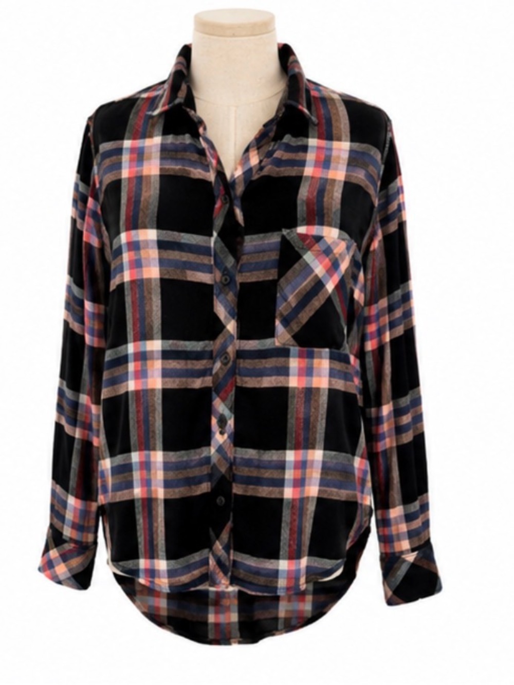 Rails Hunter Black Metallic Aqua Plaid Button-Down Shirt Size Small